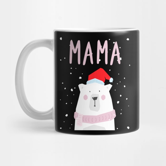 Womens Mama Bear Christmas Santa Hat Family Matching by teeleoshirts